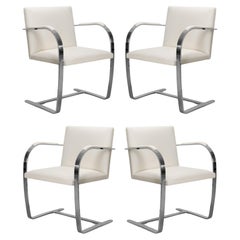 Sillas Brno de cuero marfil de Mies van der Rohe para Knoll, 4 unidades