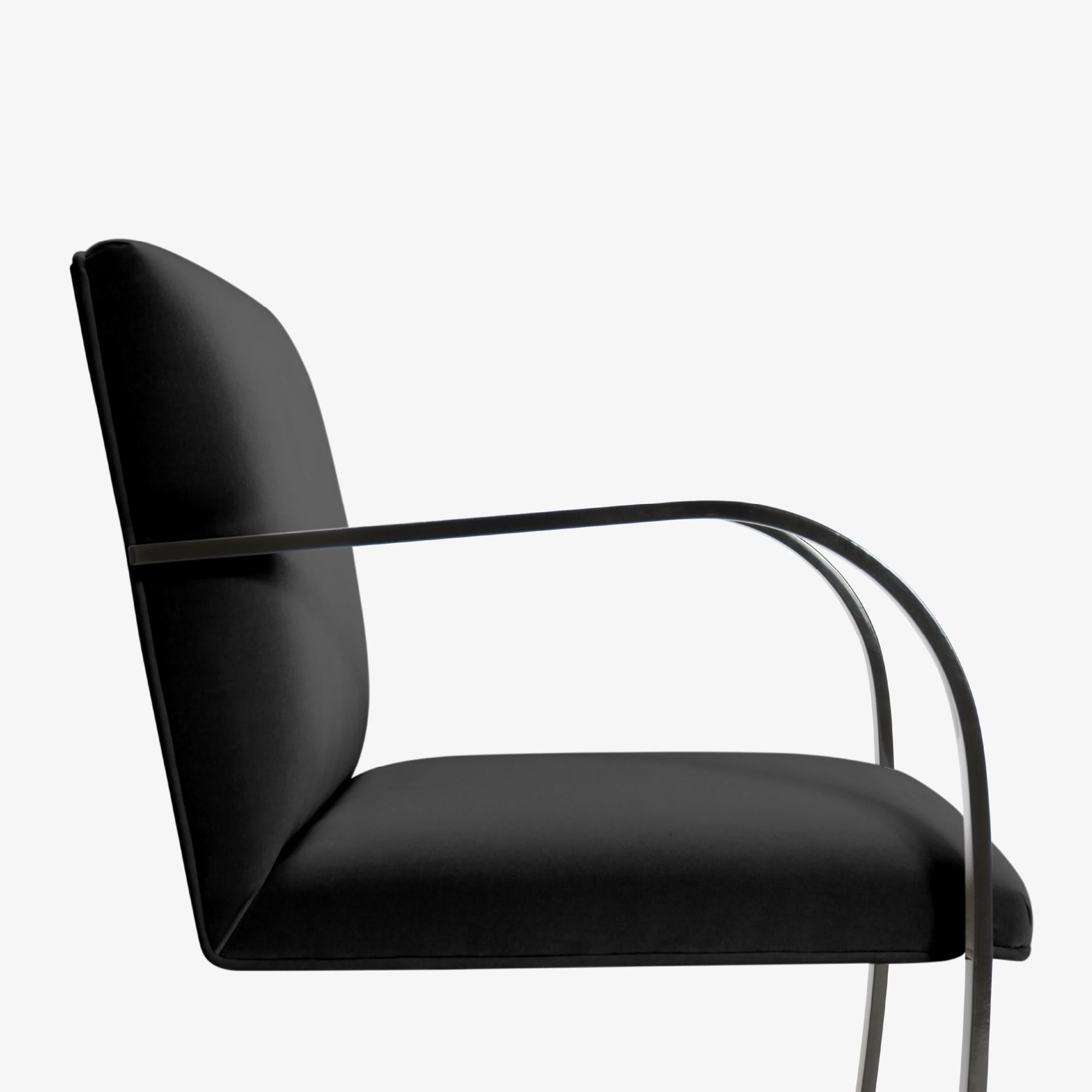 Bauhaus Brno Flat-Bar Chairs in Noir Velvet, Obsidian Gloss, Set of 4 For Sale