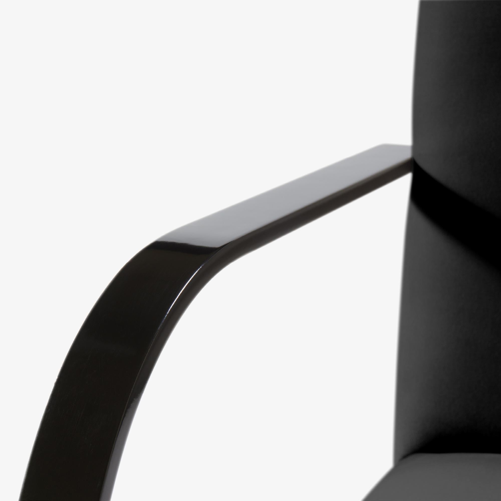 American Brno Flat-Bar Chairs in Noir Velvet, Obsidian Gloss, Set of 4 For Sale