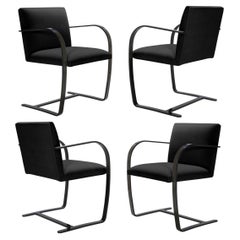 Brno Flat-Bar Chairs in Noir Velvet, Obsidian Gloss, Set of 4