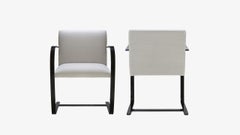 Brno Flat-Bar Chairs in Velvet, Black Gloss by Mies van der Rohe for Knoll, 6