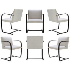 Brno Flat-Bar Chairs in Velvet, Black Gloss by Mies van der Rohe for Knoll, 6