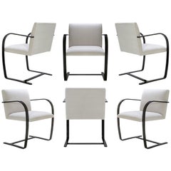 Used Brno Flat-Bar Chairs in Velvet, Black Gloss by Mies van der Rohe for Knoll, 6