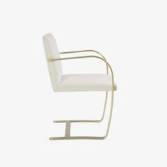 Brno Flat-Bar Chairs in Velvet, Brushed Brass by Mies van der Rohe for Knoll