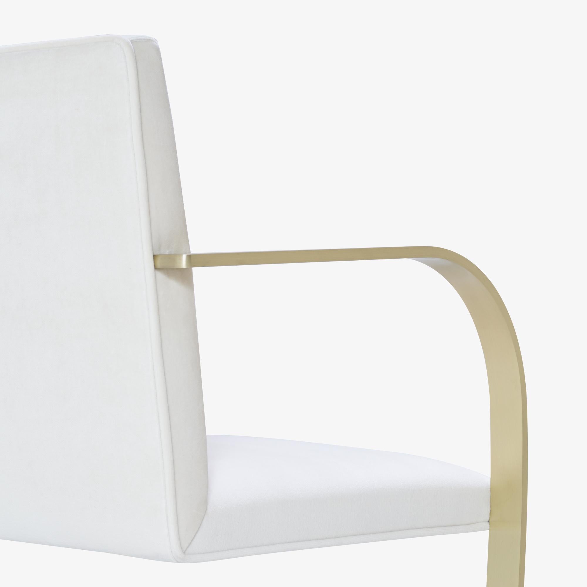 American Brno Flat-Bar Chairs in Velvet, Brushed Brass by Mies van der Rohe for Knoll For Sale