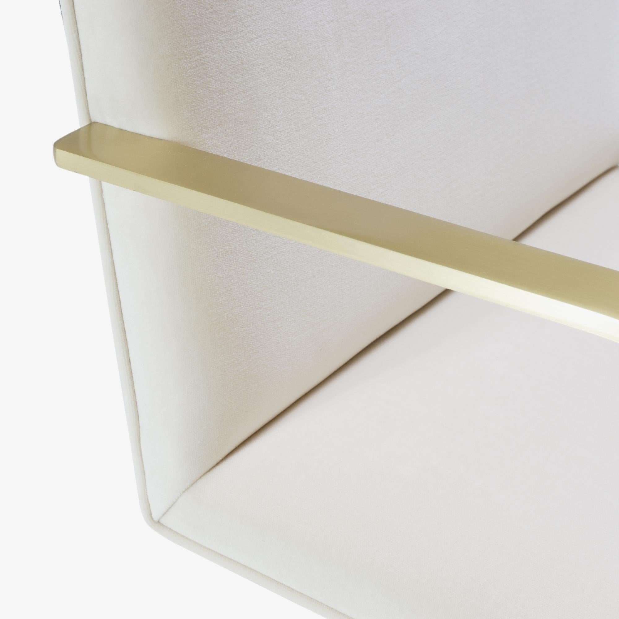 Plated Brno Flat-Bar Chairs in Velvet, Brushed Brass by Mies van der Rohe for Knoll For Sale