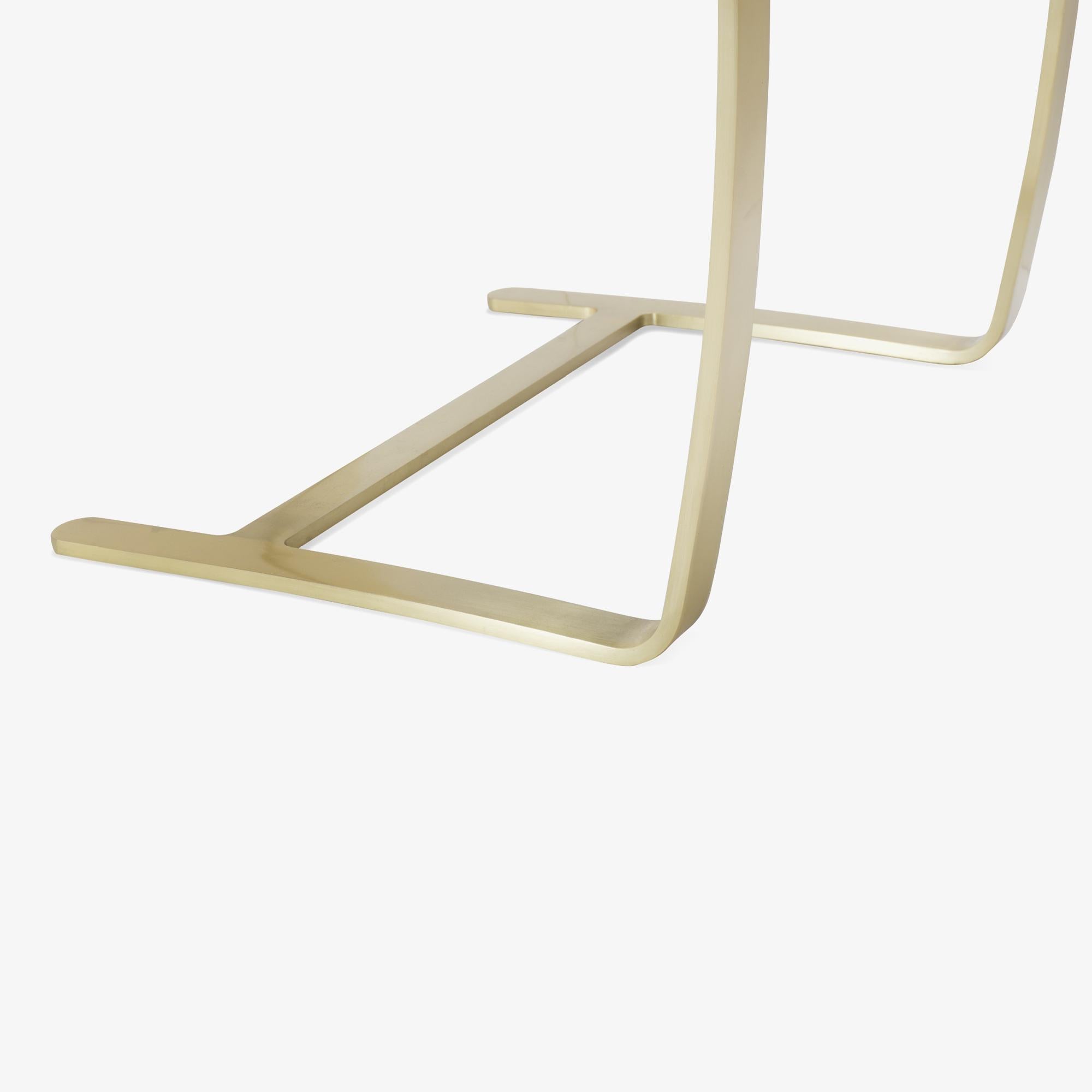 Contemporary Brno Flat-Bar Chairs in Velvet, Brushed Brass by Mies van der Rohe for Knoll For Sale