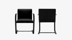 Brno Flat-Bar Chairs in Velvet, Obsidian Gloss by Mies van der Rohe for Knoll