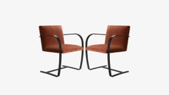 Brno Flat-Bar Chairs in Velvet, Obsidian Matte by Mies van der Rohe for Knoll