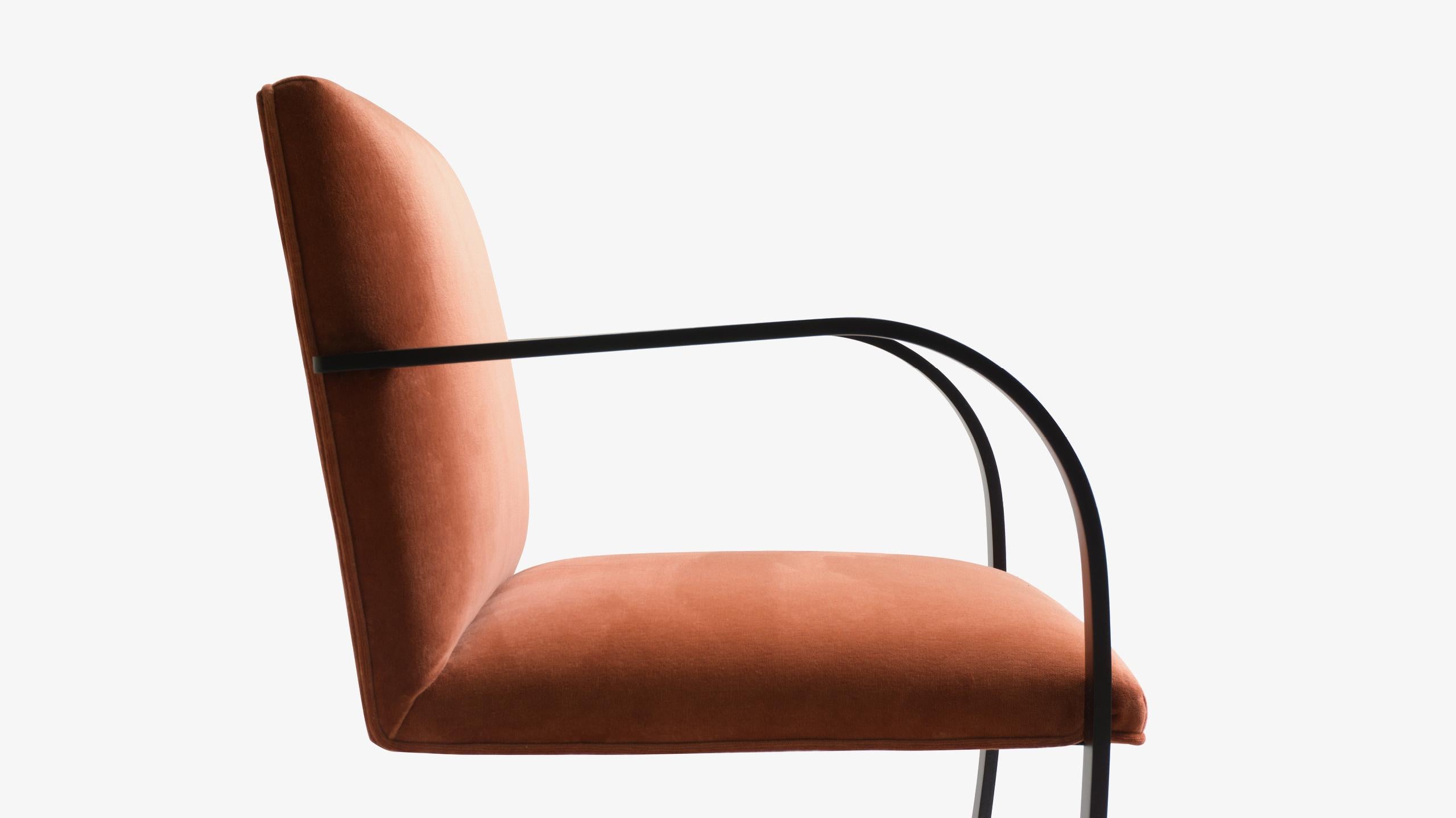 Powder-Coated Brno Flat-Bar Chairs in Velvet, Obsidian Matte by Mies van der Rohe for Knoll For Sale