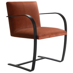 Brno Flat-Bar Chairs in Velvet, Obsidian Matte by Mies van der Rohe for Knoll