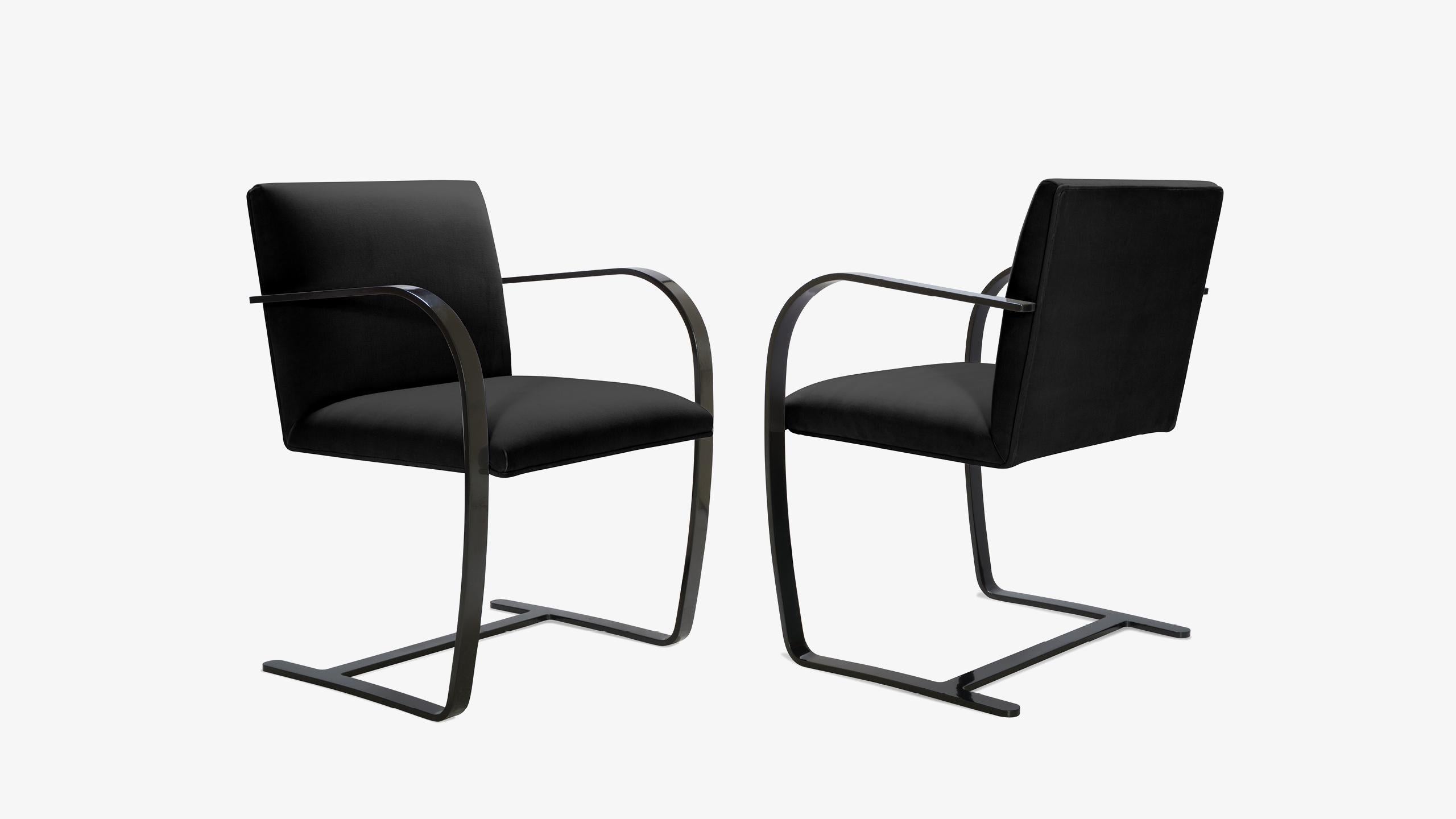 Bauhaus Chaises de bar plates Brno, Obsidian Glosss de Mies Van Der Rohe pour Knoll, 6 en vente