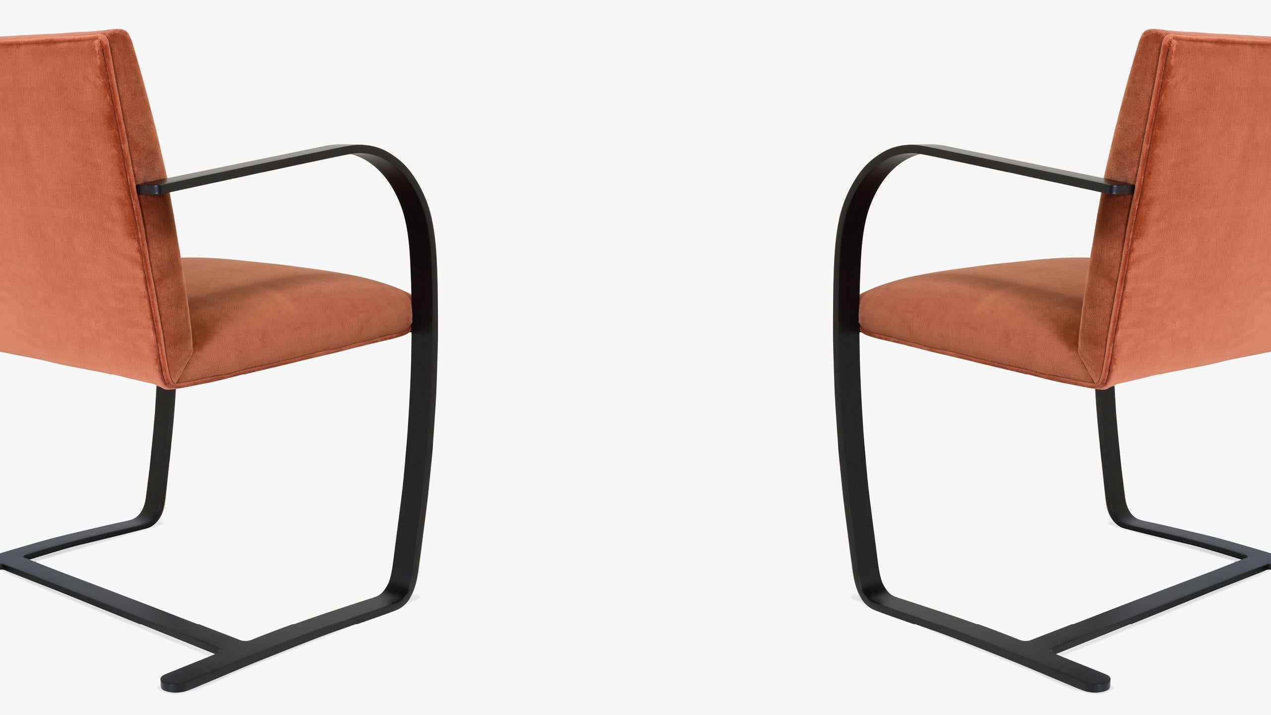 Contemporary Brno Flat-Bar Chairs Velvet, Obsidian Matte by Mies van der Rohe for Knoll, 6