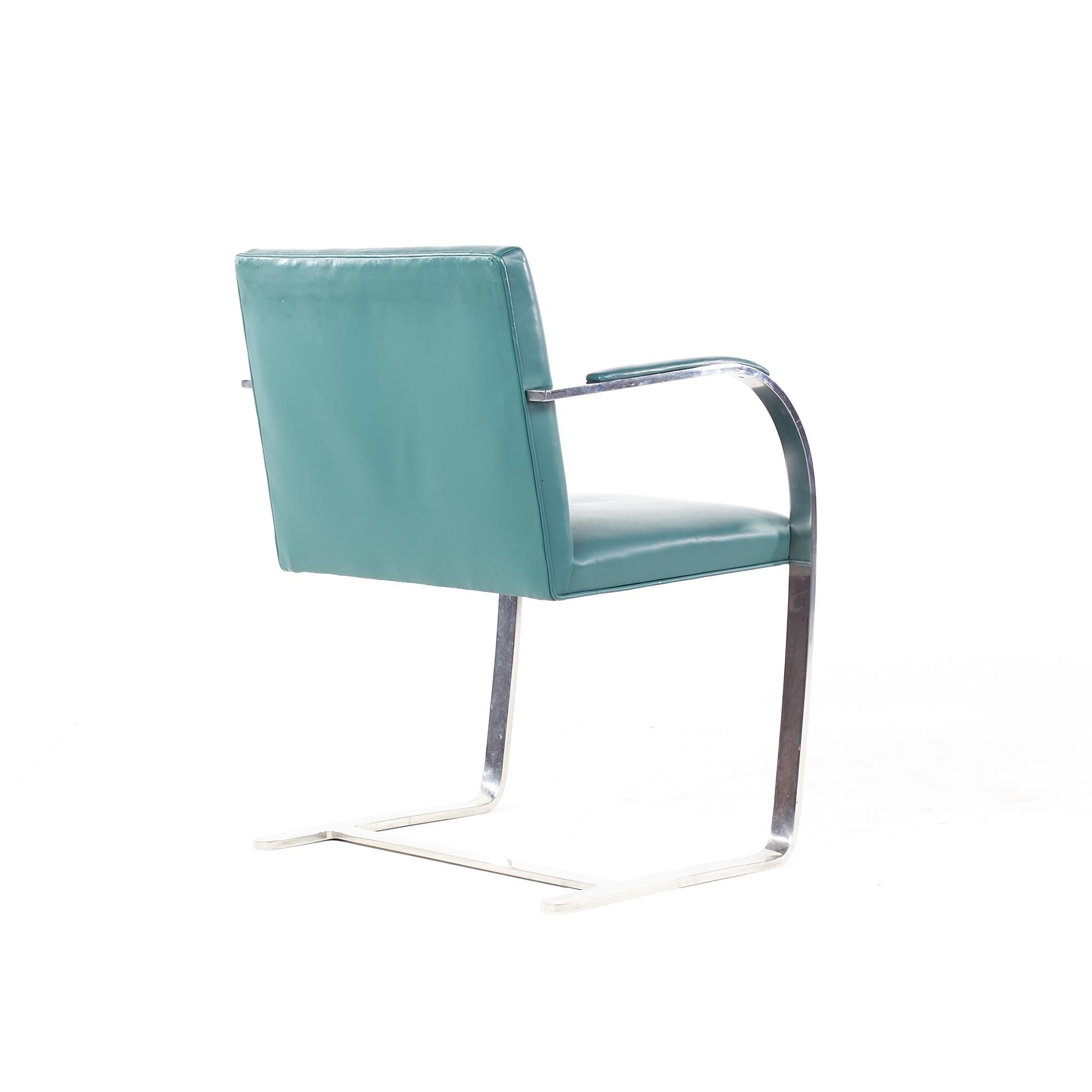 Chrome BRNO Mid Century Flat Bar Leather Chair  For Sale