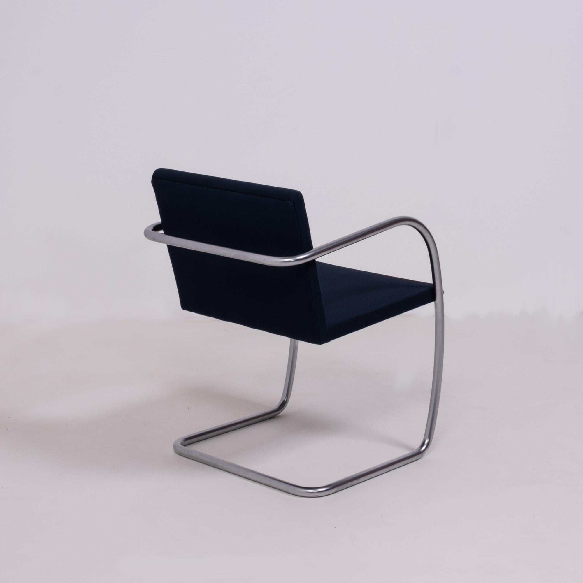 Brno Navy Fabric Dining Chairs by Ludwig Mies van der Rohe for Knoll, Set of 4 In Good Condition In London, GB
