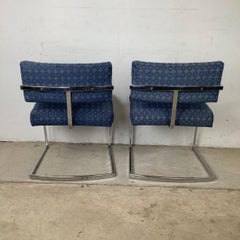 Brno Style Flat Bar Chrome Cantilever Armchairs, Pair