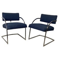 Brno Style Flat Bar Chrome Cantilever Armchairs, Pair