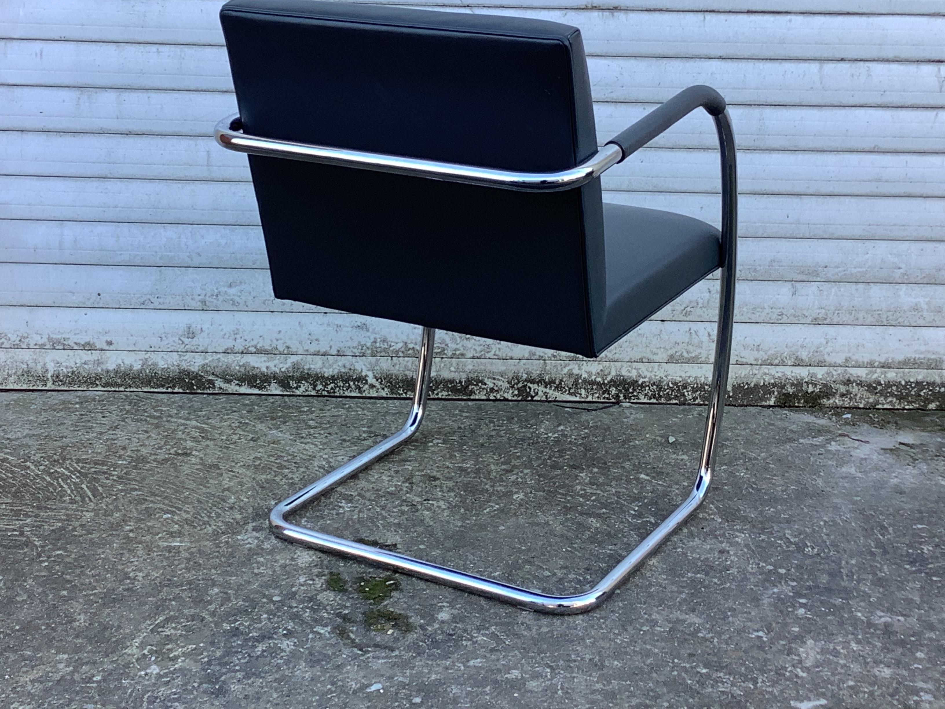A design icon 

Designed by Ludwig Mies Van Der Rohe in 1930 this Knoll armchair has a frame made from tubular polished chrome. Ingeniously, there are no visible connections between the seat and the frame as the seat element cantilevers over the