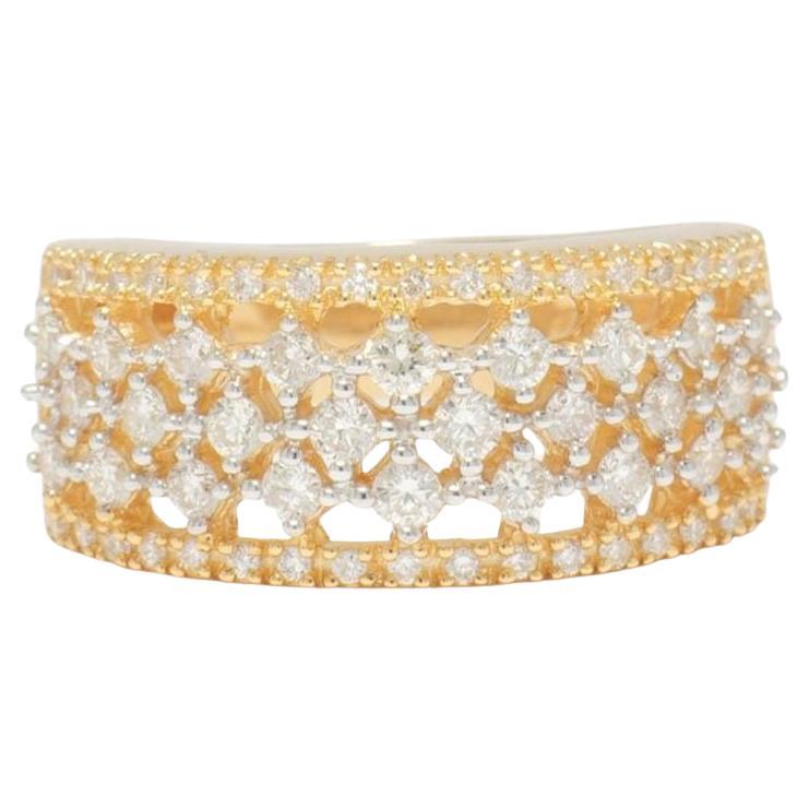 Broad Natural Diamond Wedding Band Stacking Ring in 14K Solid Gold (Certified)