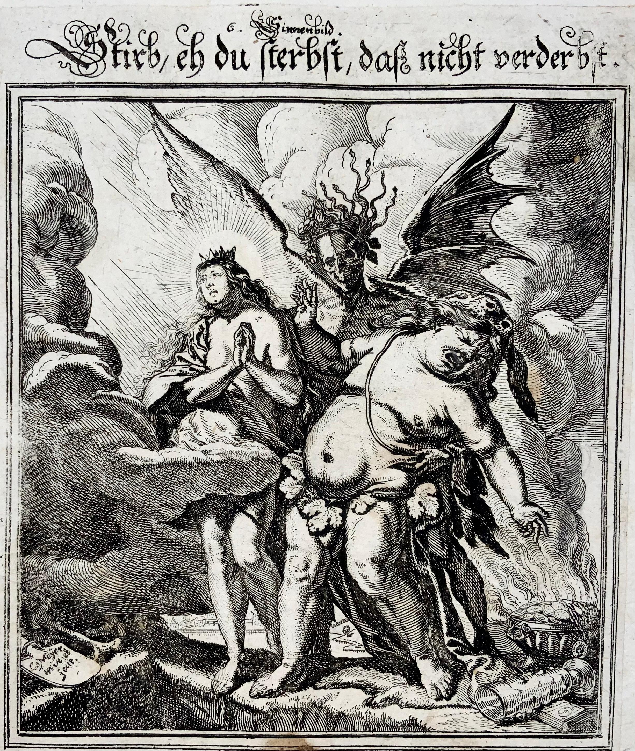 Renaissance Broadside Dance of Death, “Stirb…”, Conrad Meyer, Master Engraving For Sale