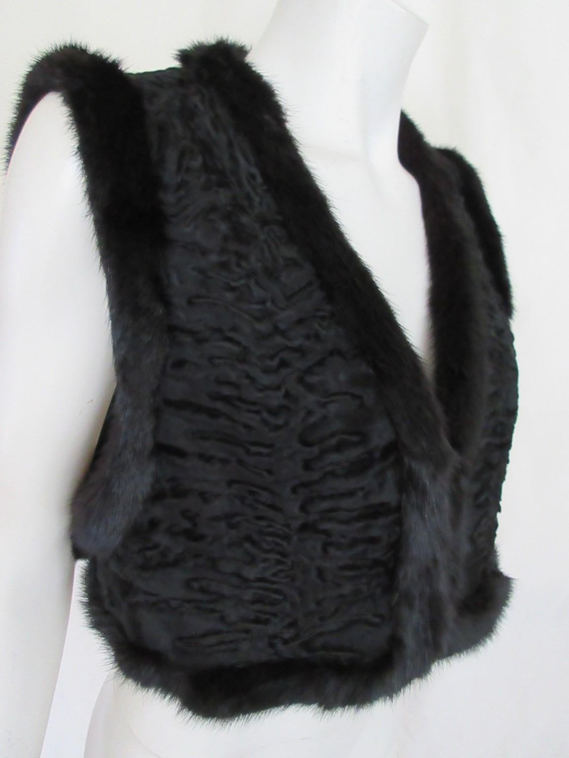 Broadtail Black Lamb Mink Fur Bolero For Sale 8