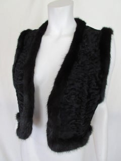 Broadtail Black Lamb Mink Fur Bolero