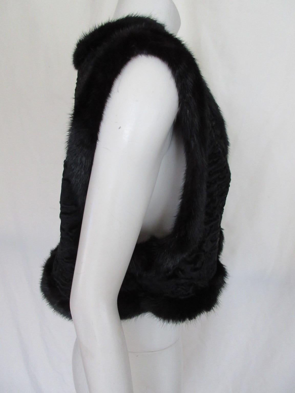 Broadtail Black Lamb Mink Fur Bolero For Sale 1