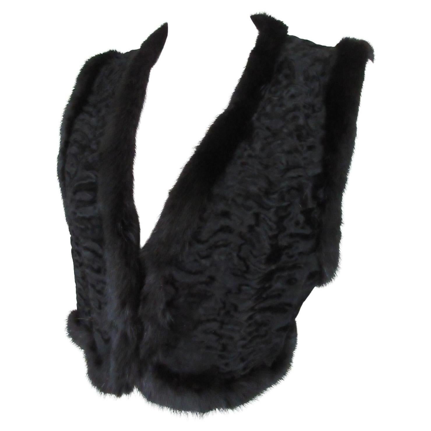 Broadtail Black Lamb Mink Fur Bolero For Sale