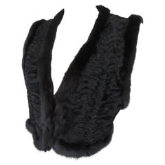 Bolero in pelliccia di visone di agnello nero Broadtail