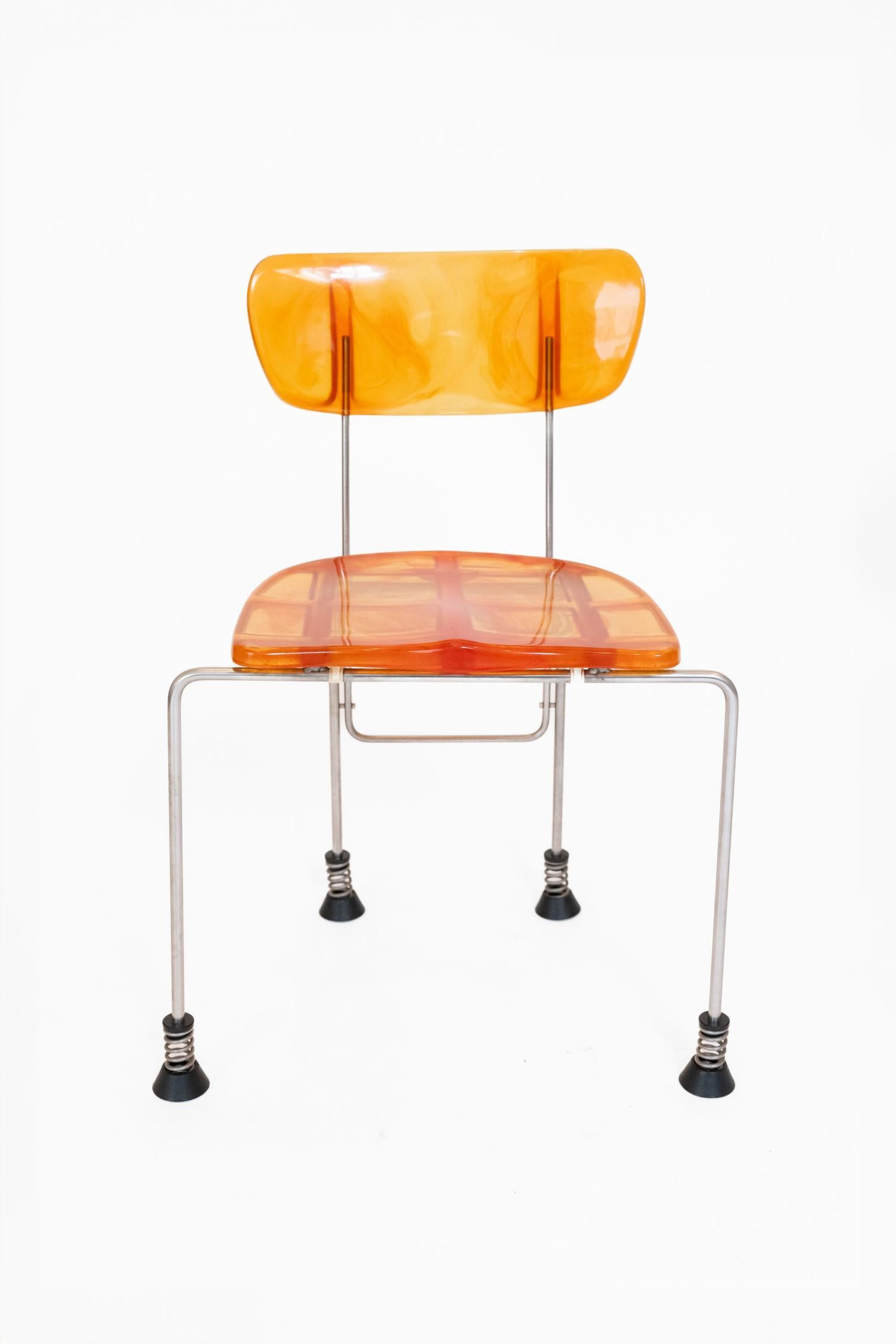 BROADWAY CHAIR
GAETANO PESCE FOR BERNINI C.1993

Gaetano Pesce ‘Broadway’ chair produced by Bernini with four rubber-capped feet standing on springs. Very striking design with an interesting sitting experience due to the uncertainty in the