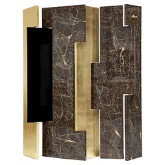 Broadway-Marmor im Broadway-Stil mit klappbarem Raumteiler mit Blattgold