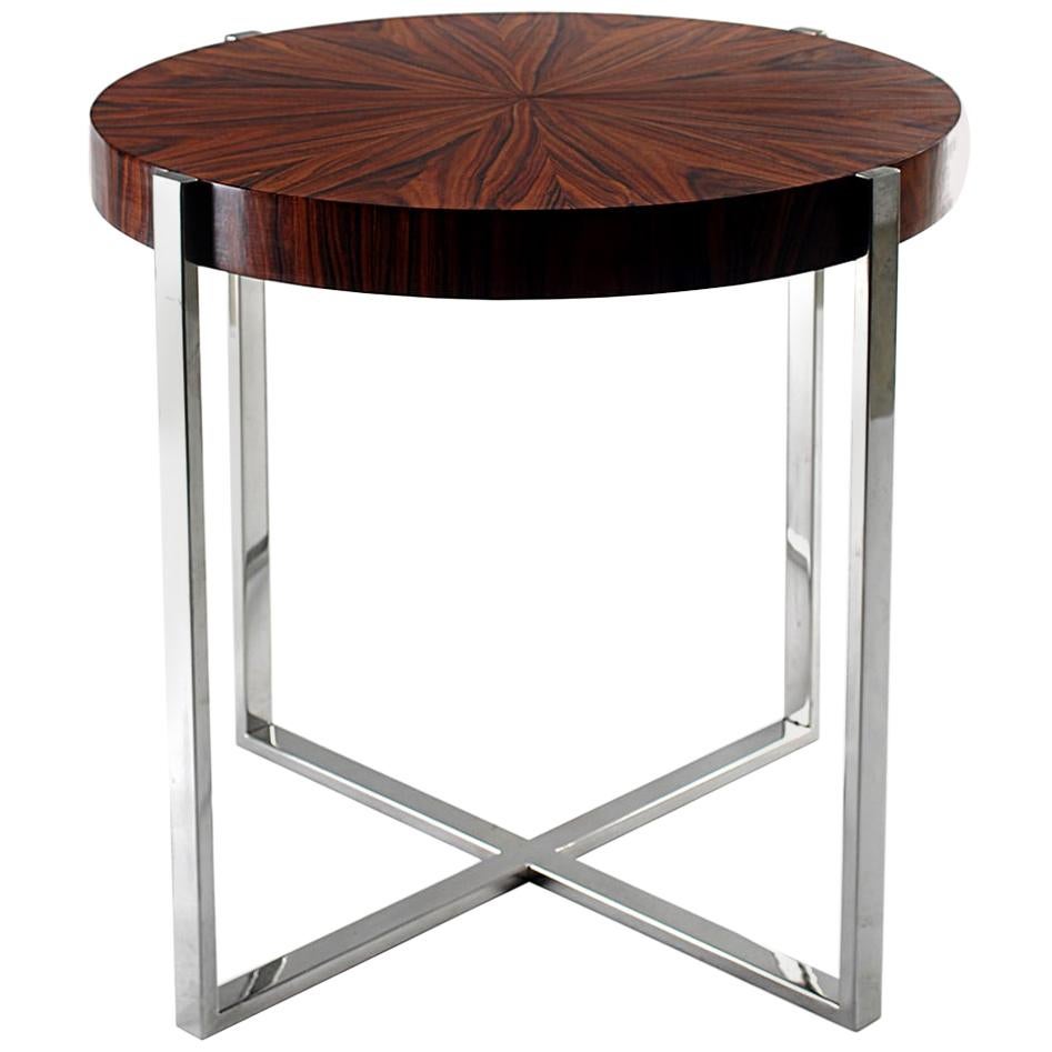 Broadway Side Table in Polished Stainless Steel Base For Sale