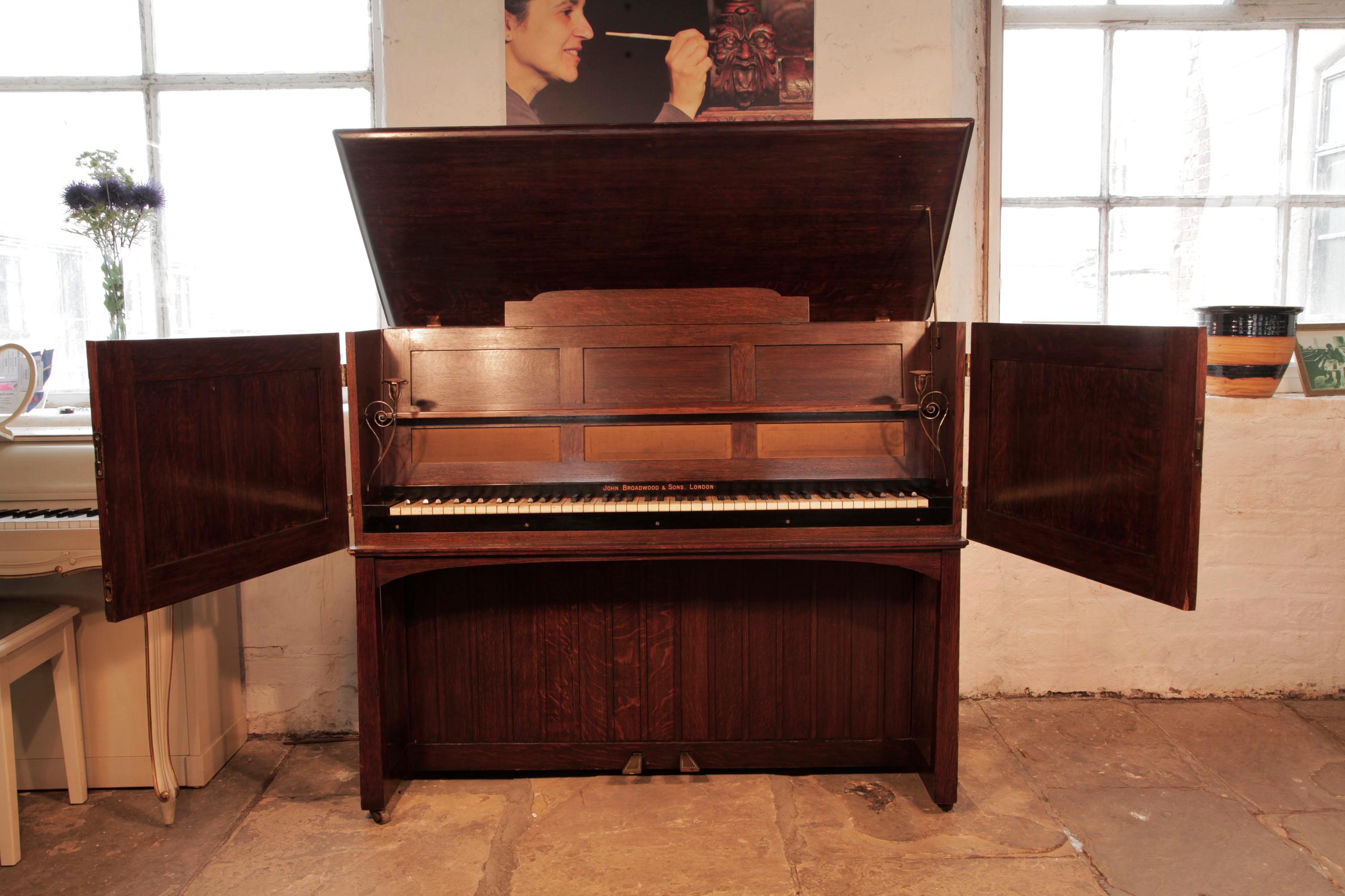 Broadwood 'Manxman' Oak Piano Arts and Crafts Designed by M. H. Baillie Scott For Sale 4
