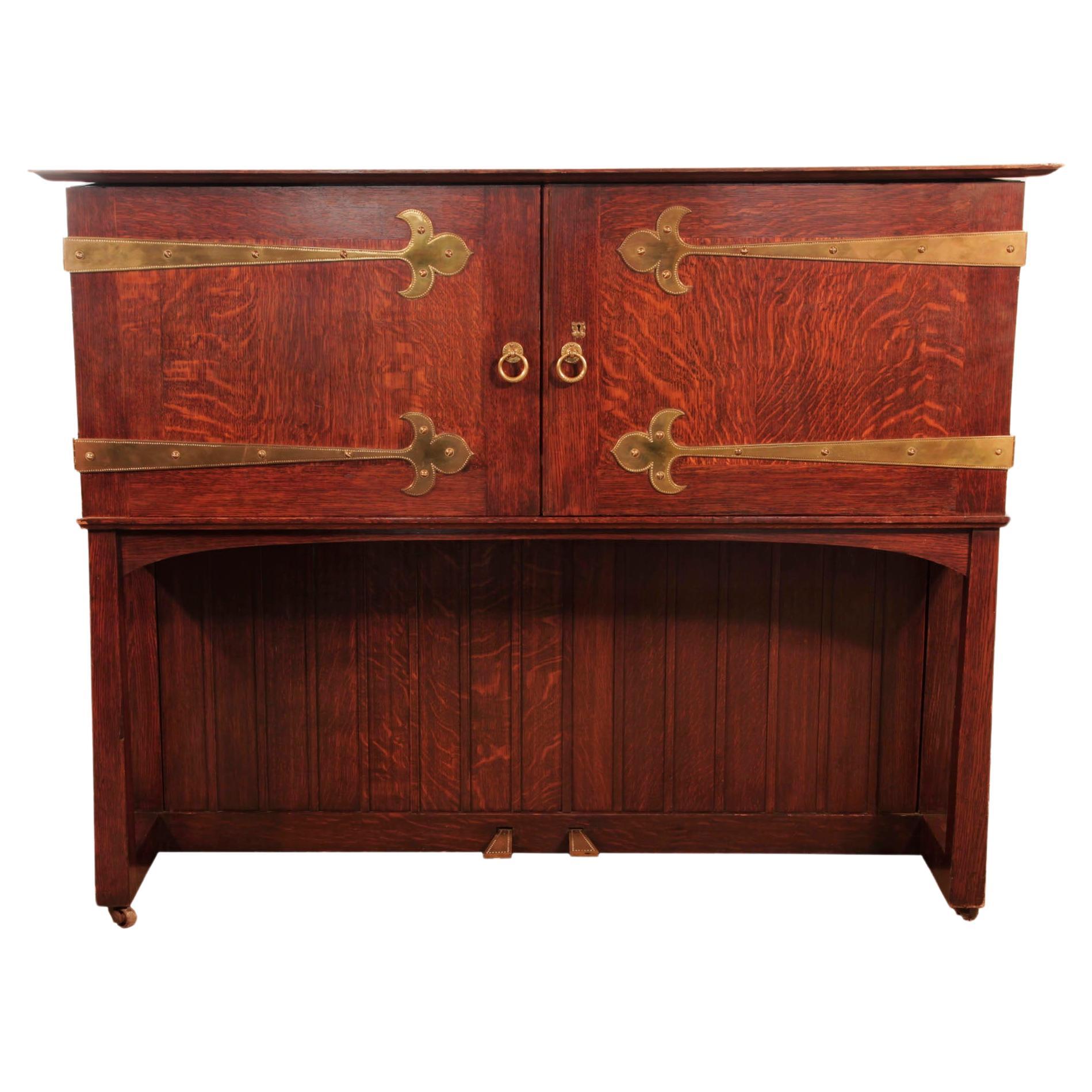 Broadwood 'Manxman' Oak Piano Arts and Crafts Designed by M. H. Baillie Scott For Sale