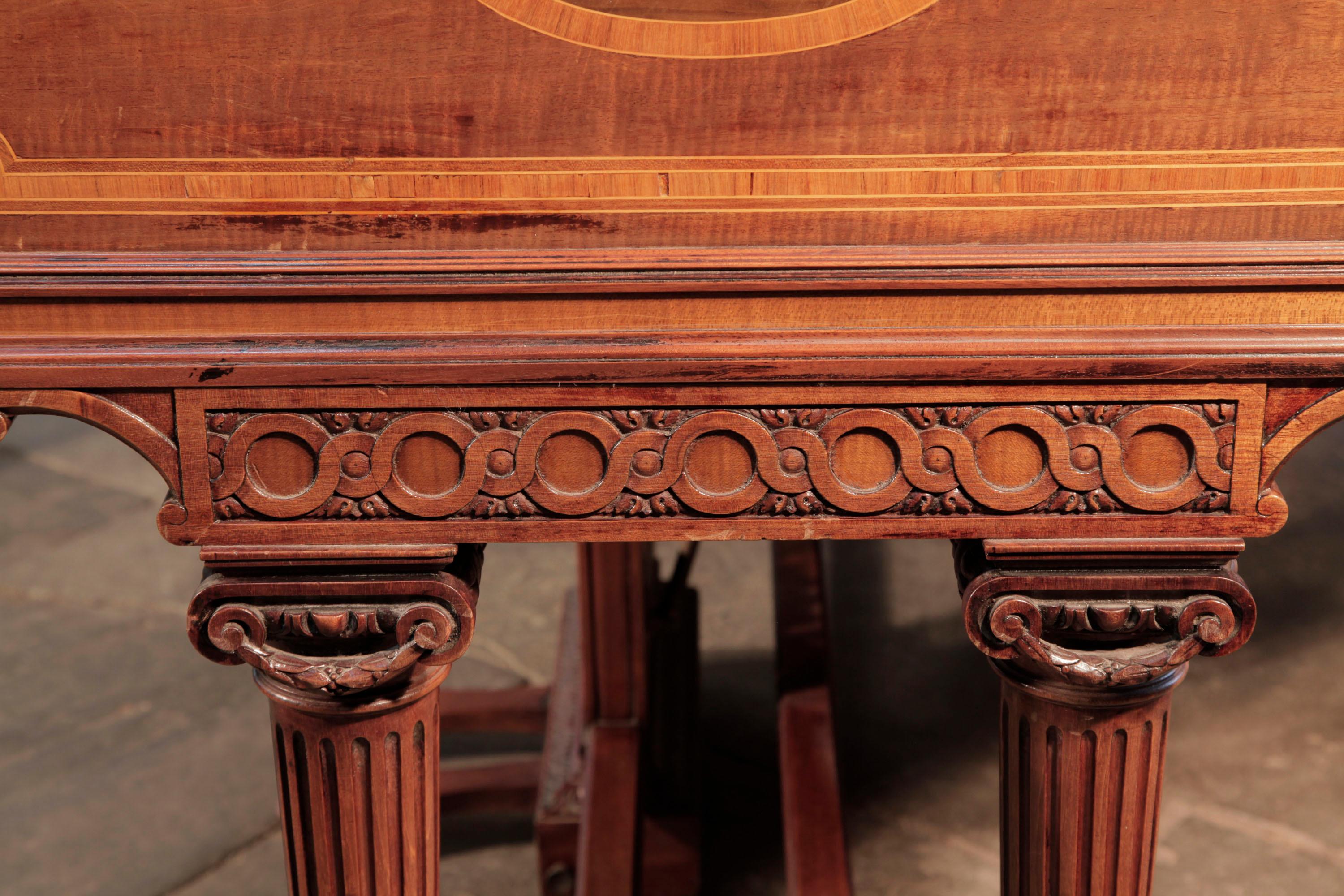 Broadwood Piano Mahogany Fluted Tapered Legs Cross Stretcher Inlaid Plaques In Fair Condition In Leeds, GB