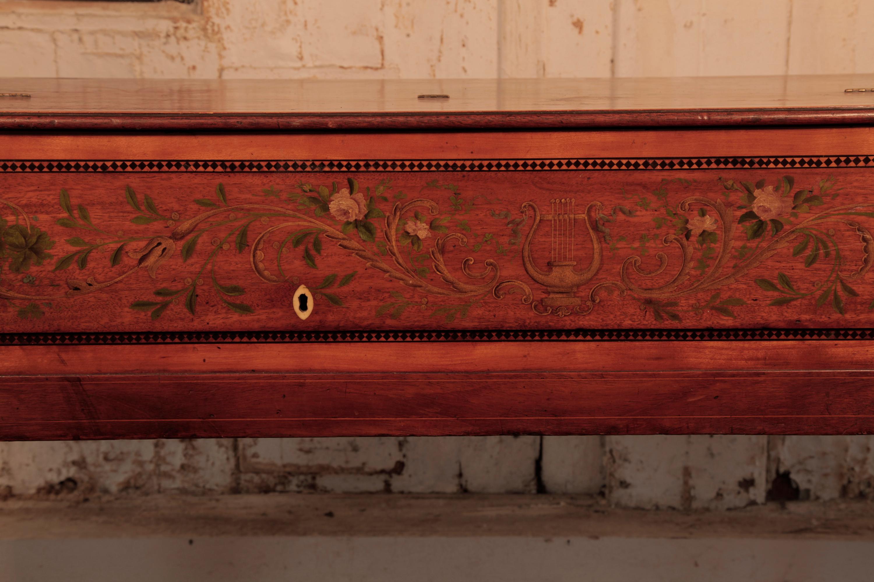 Piano carré Broadwood en acajou peint à la main bordé d'incrustations Harlequin en vente 5