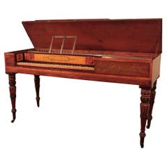 Broadwood Square Piano in Mahogany Hand-Painted Harlequin Inlay Border