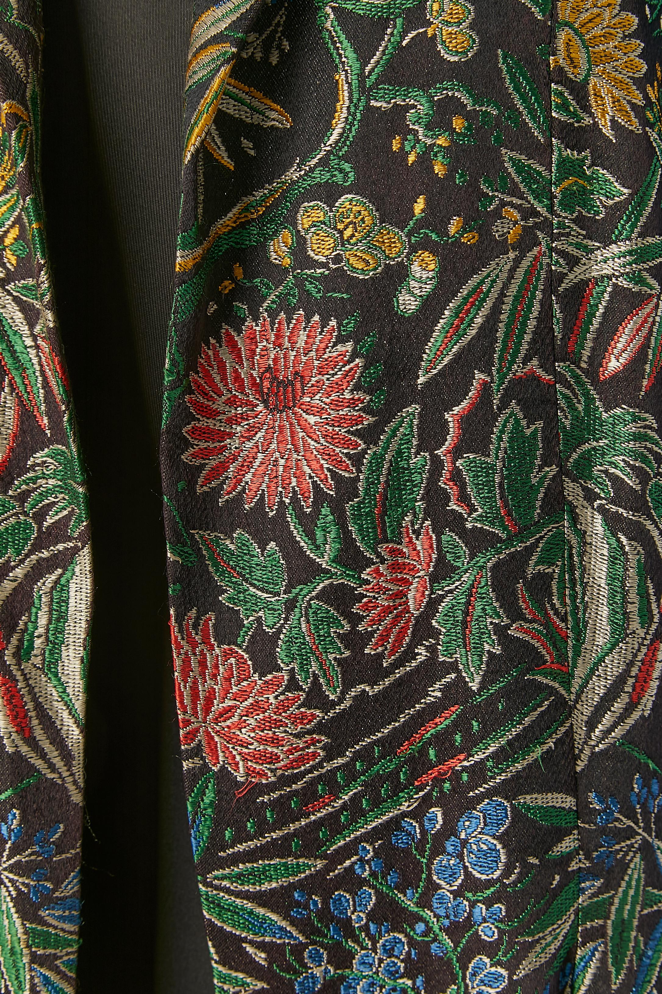 Black Brocade and black satin evening coat Circa 1925 For Sale