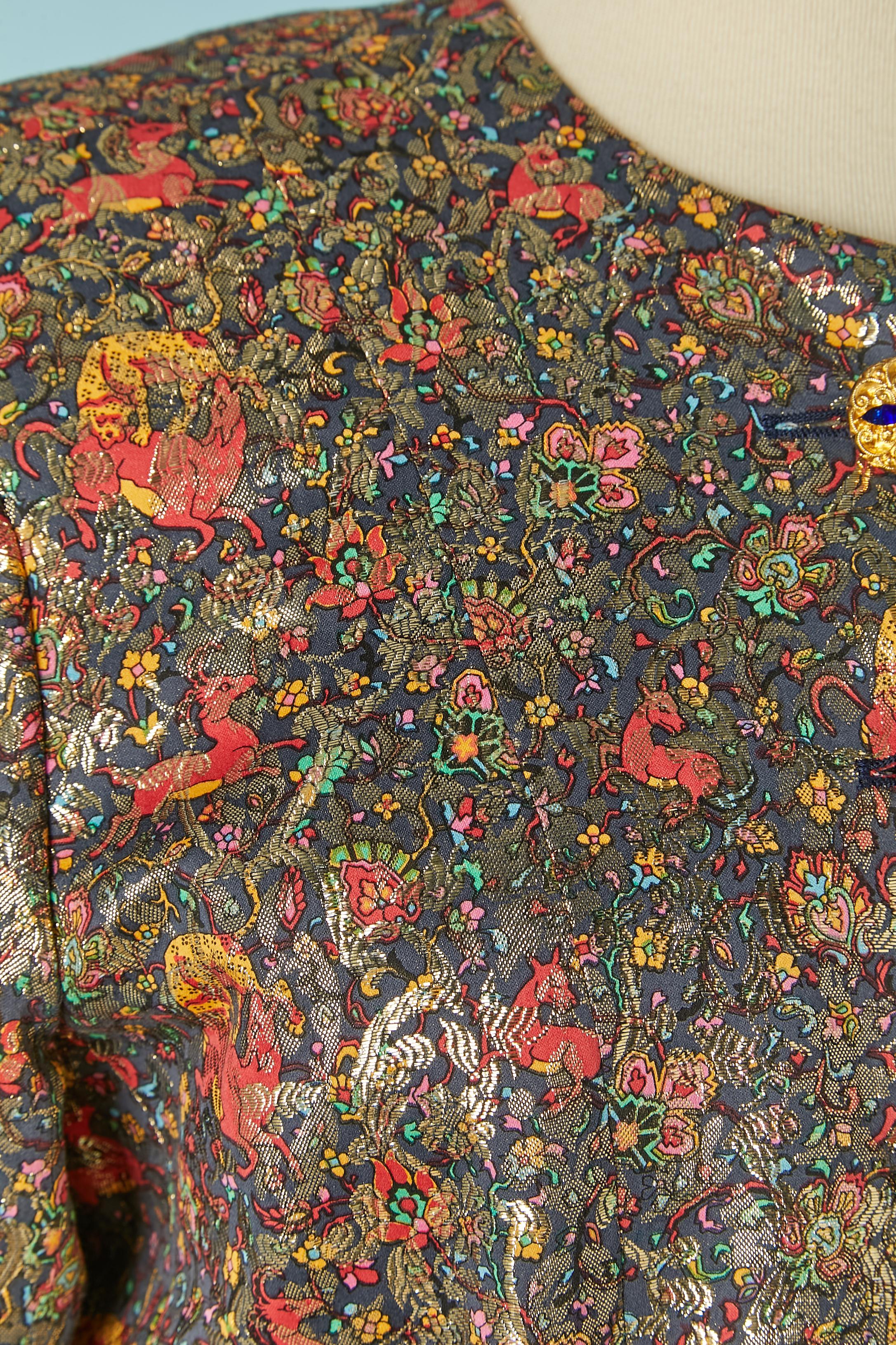 Marron Veste du soir en brocart et lurex Yves Saint Laurent Rive Gauche en vente