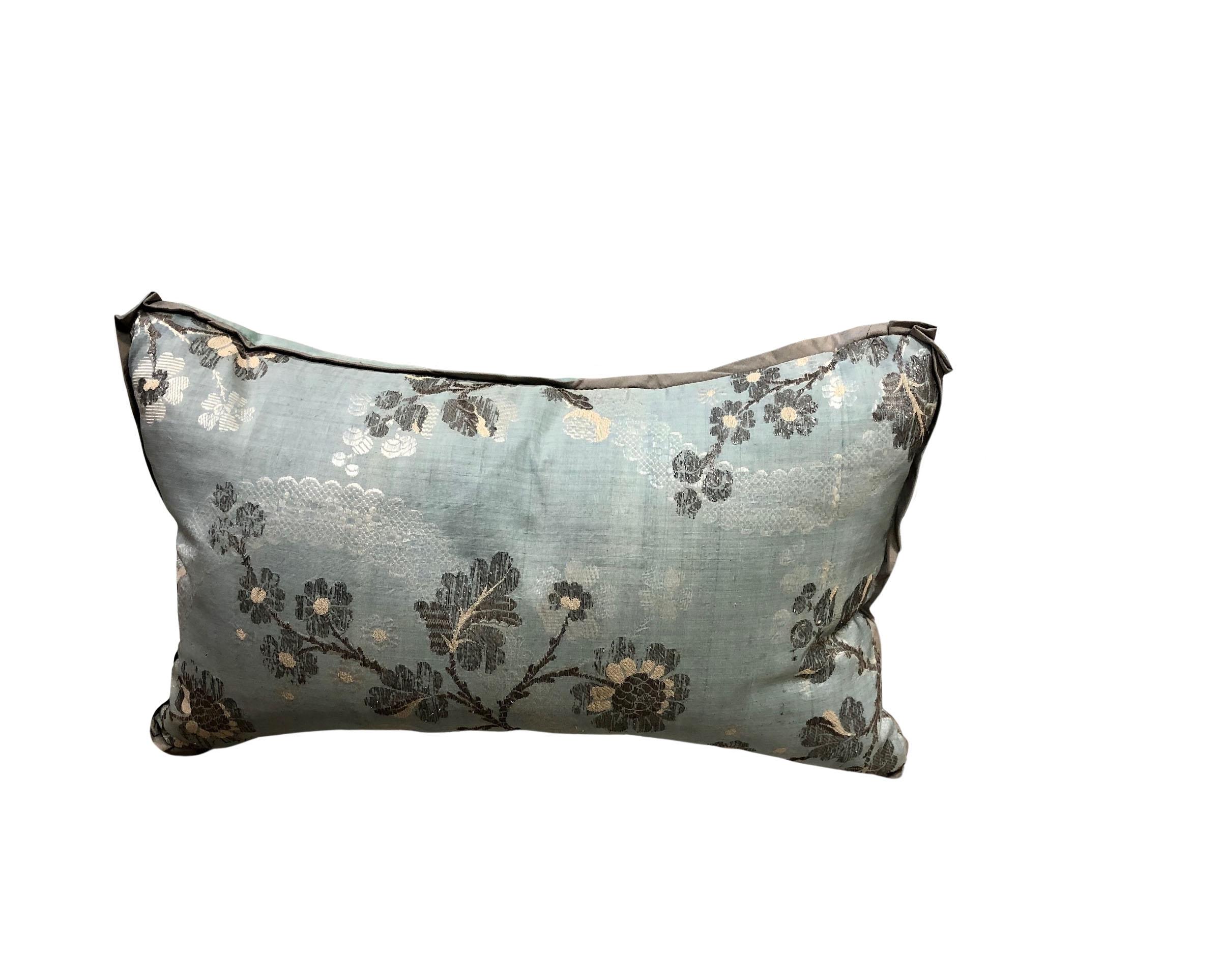 French Brocade and Silver Pillows, a Pair