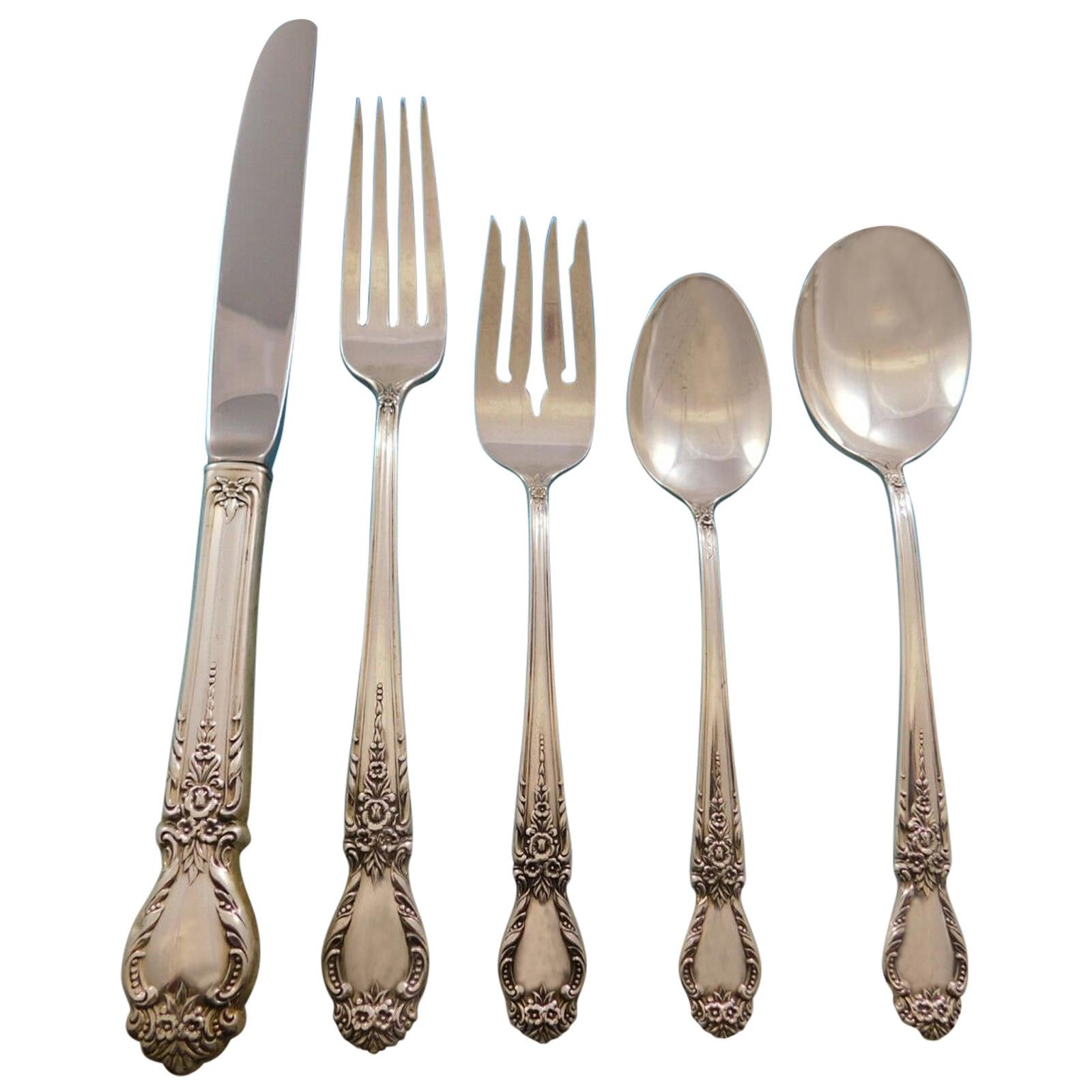 Brokat von International Sterling Silber Besteck Set 12 Service 62 Teile Abendessen
