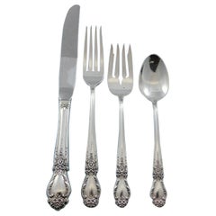Used Brocade by International Sterling Silver Flatware Set for 12 Service 48 Pcs