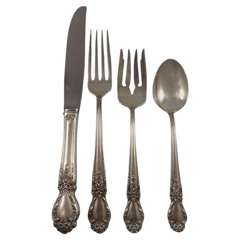 Brocado de International Sterling Juego de cubiertos de plata para 12 Servicio 65 piezas