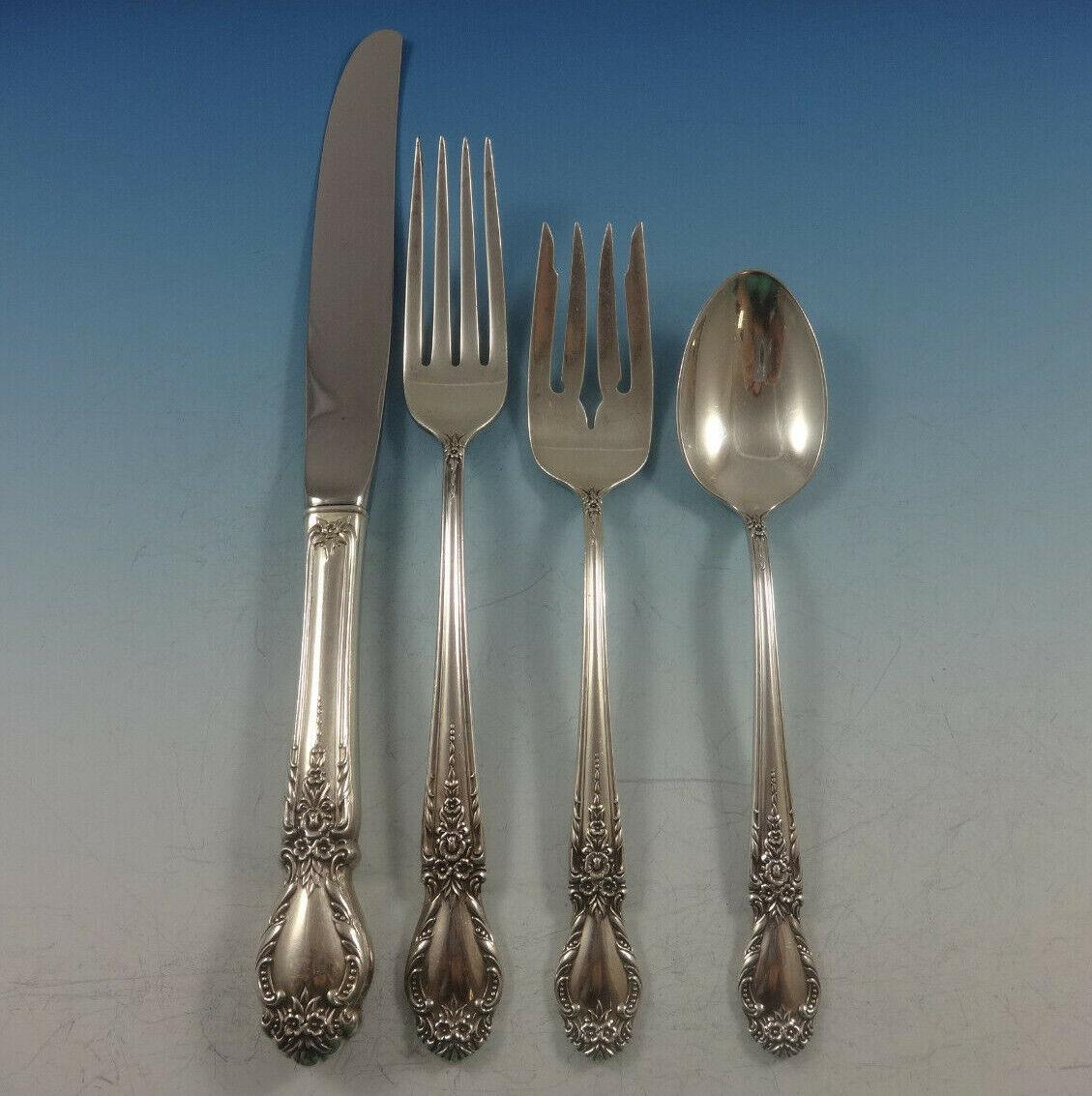 Brocade by International Sterling Silver Flatware Set For 8 Service 48 Pieces For Sale 4
