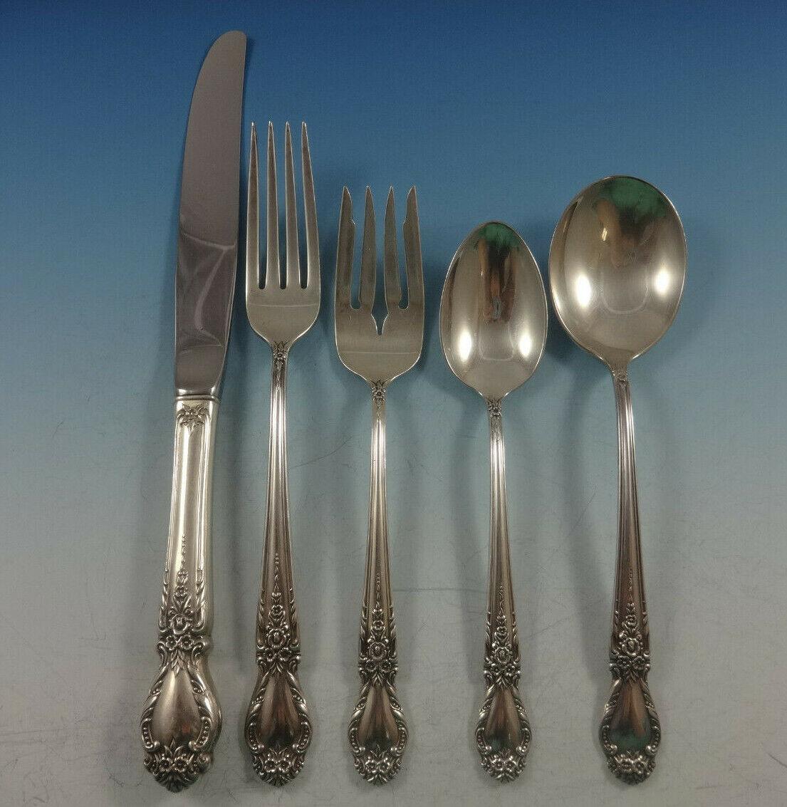 Brocade by International Sterling Silver Flatware Set For 8 Service 48 Pieces For Sale 5