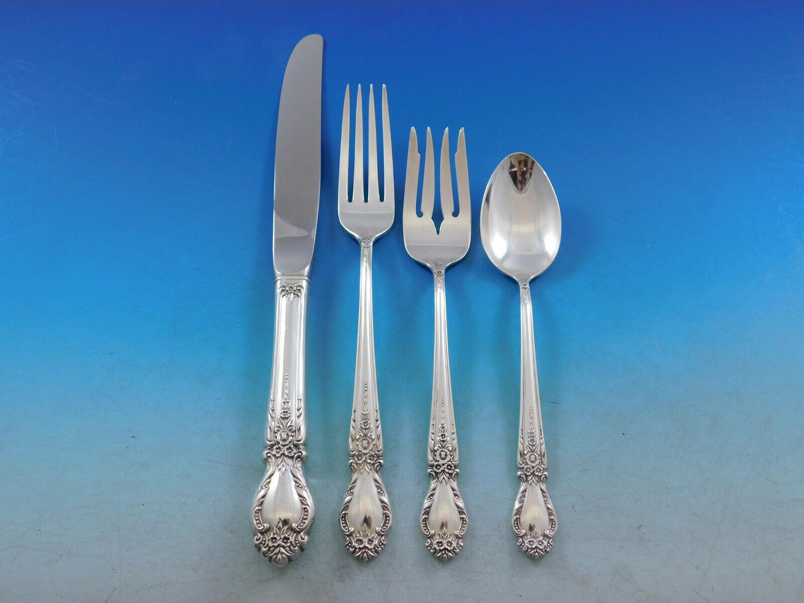 Brocade by International Sterling Silver Flatware Set for 8 Service 69 Pieces In Excellent Condition For Sale In Big Bend, WI