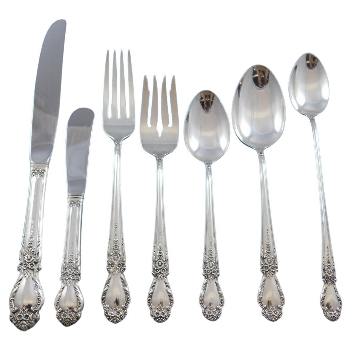 Brocade by International Sterling Silver Flatware Set for 8 Service 69 Pieces For Sale