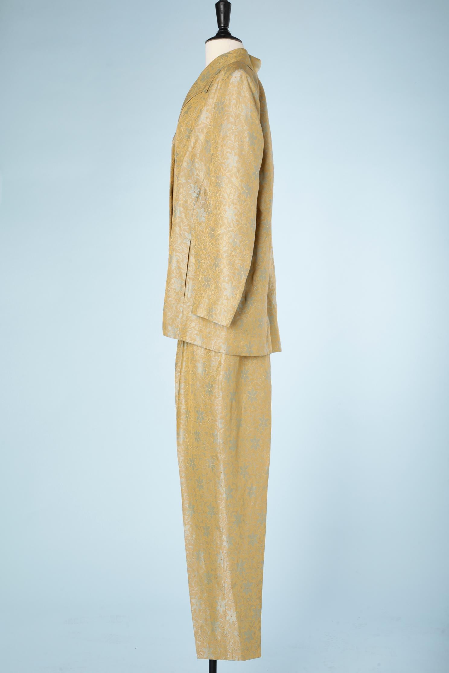 Beige Brocade  jacket with trouser and skirt in the same fabric YSL Rive Gauche  For Sale