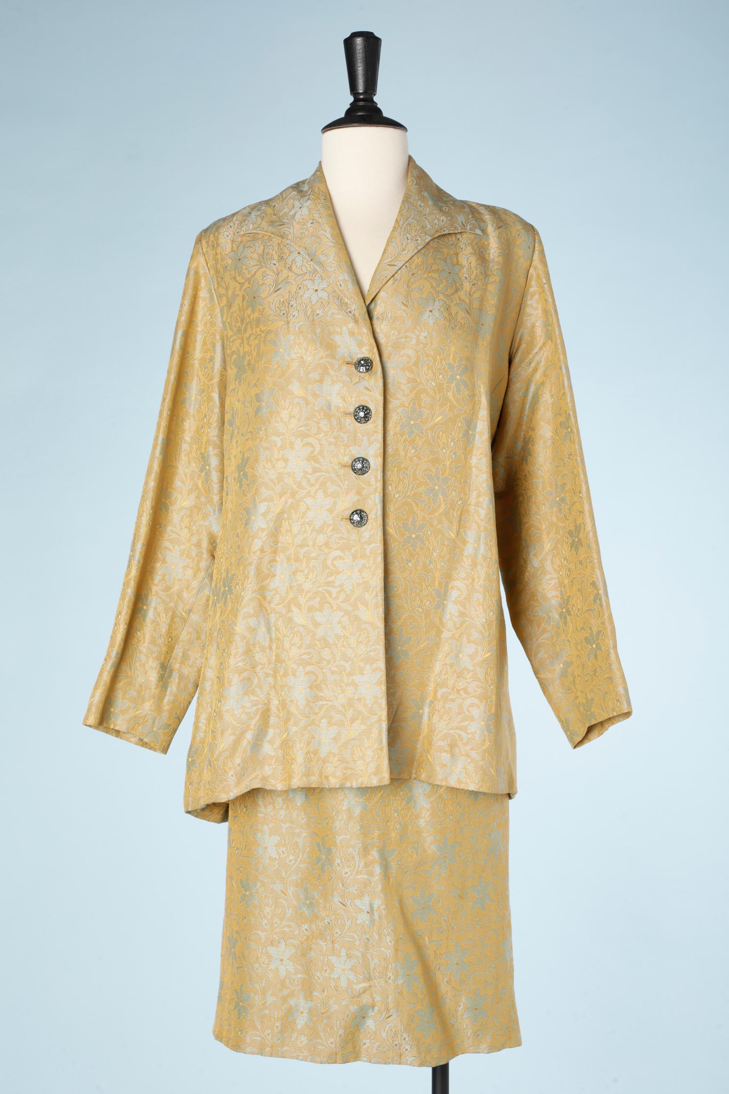 Women's Brocade  jacket with trouser and skirt in the same fabric YSL Rive Gauche  For Sale