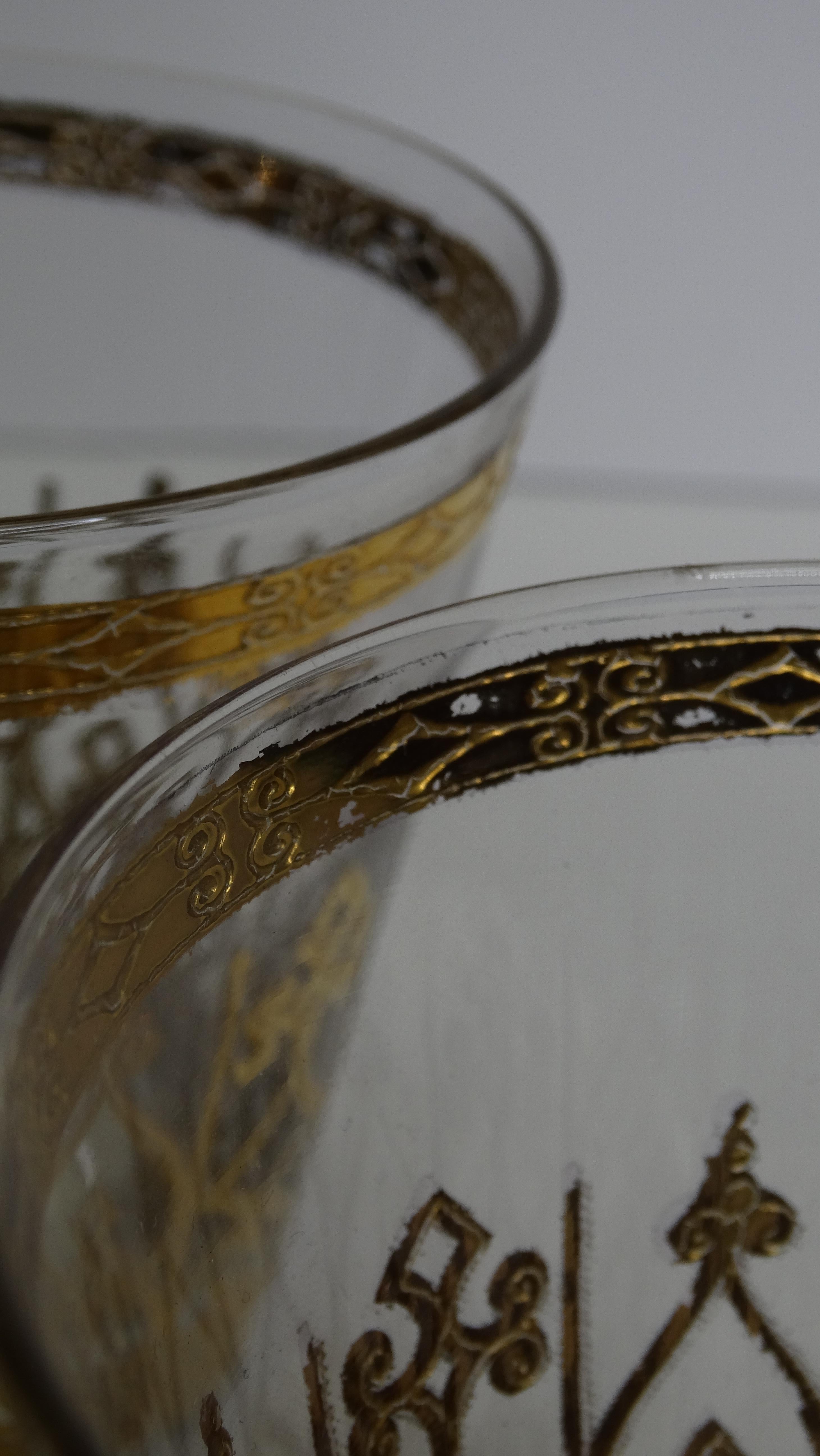 Brocade Motif Glassware- Set of 5 In Good Condition In Scottsdale, AZ